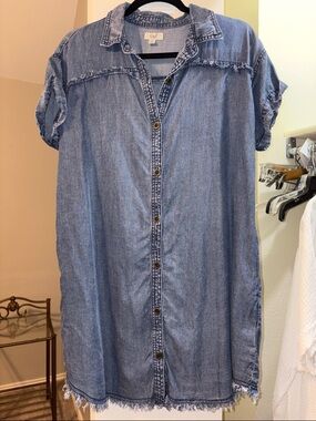 EASEL Blue Denim Shirt Dress